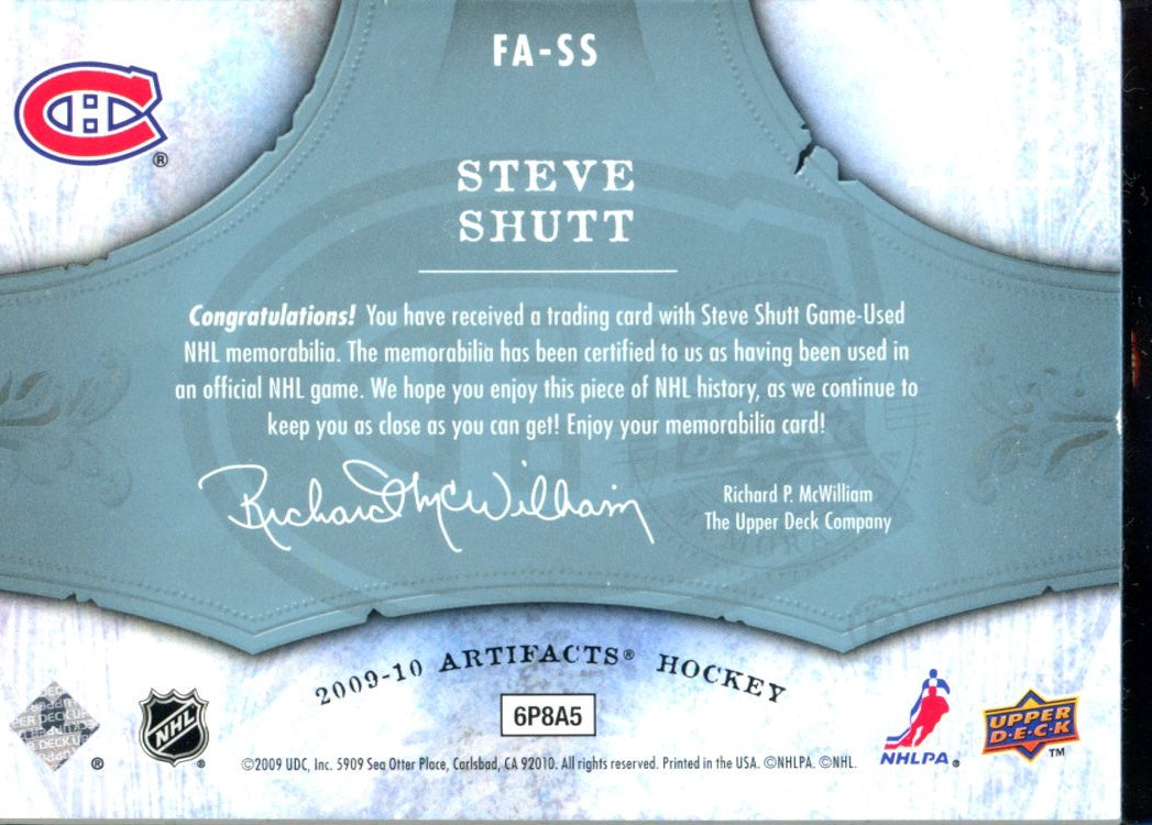 2009-10 Upper Deck Artifacts #FA-SS Steve Shutt Frozen Artifacts Blue #/25