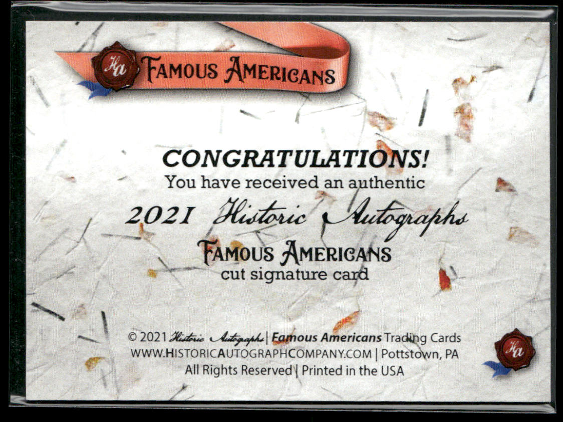 2021 Famous Americans Bibb Falk Cut Signature Card