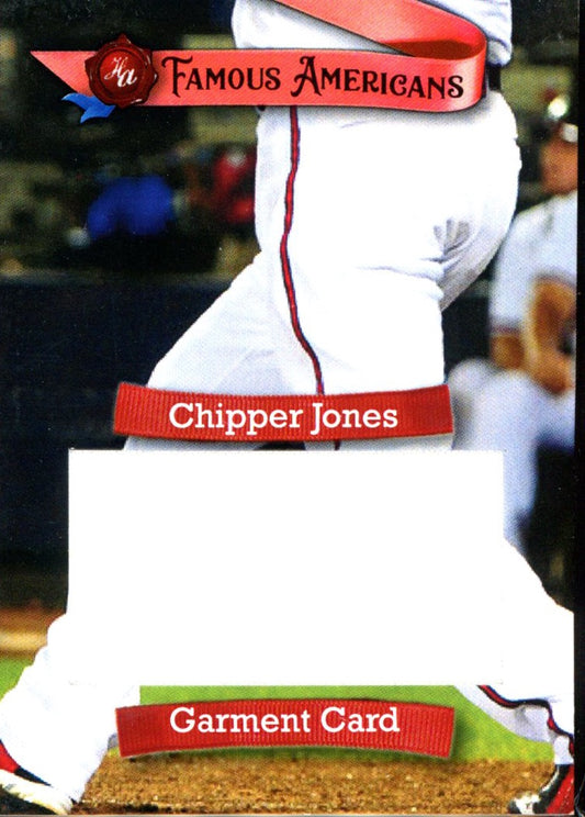 Chipper Jones ,2021 Historic Autographs Famous Americans Garment Worn Card