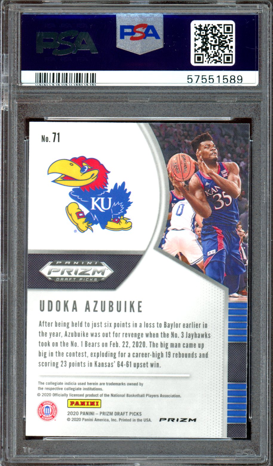 2020 Panini Prizm Draft Picks #71 Udoka Azubuike Red Ice PSA 10