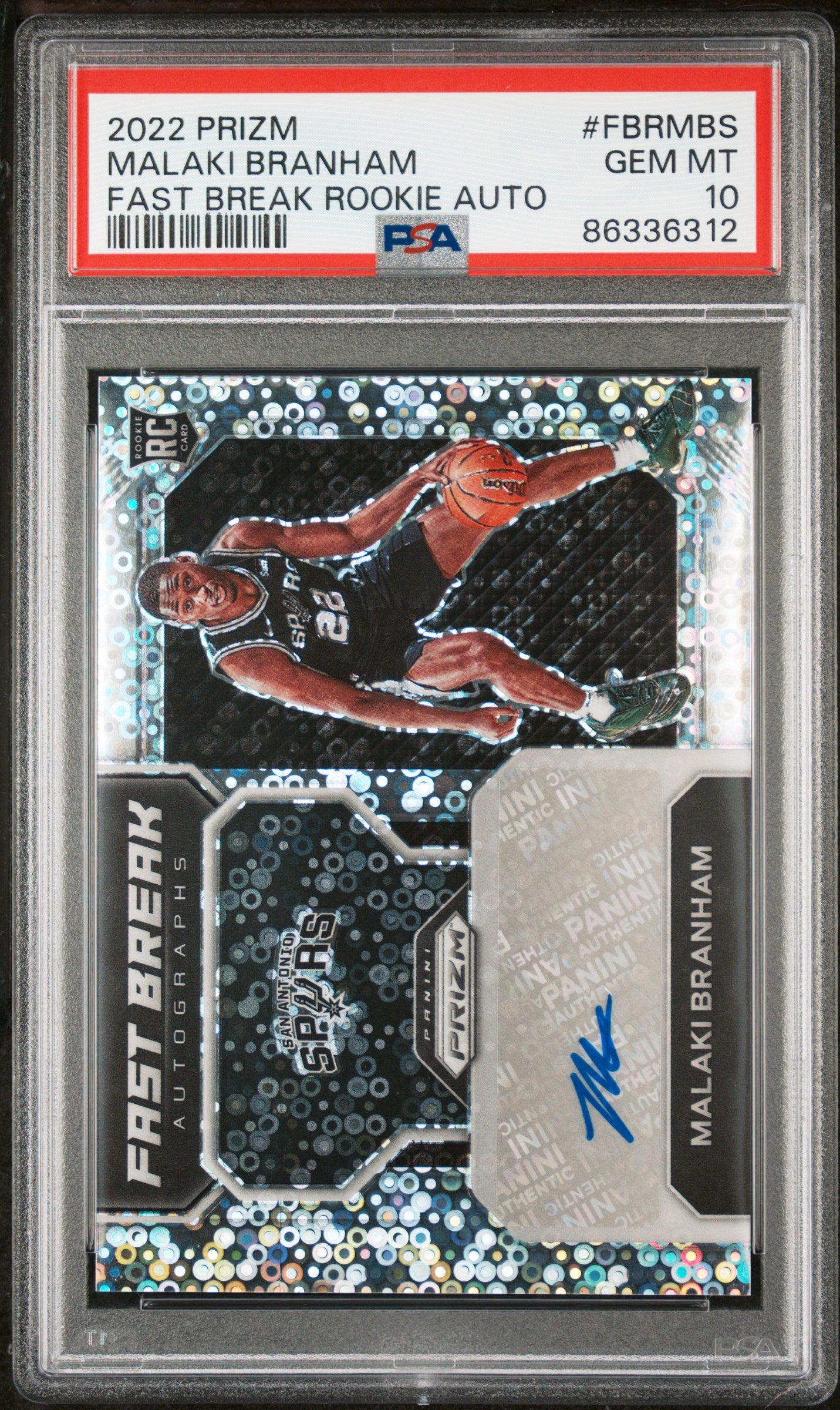 2022 Panini Fast Break Rookie Autographs #FBRMBS Malaki Branham Auto PSA 10