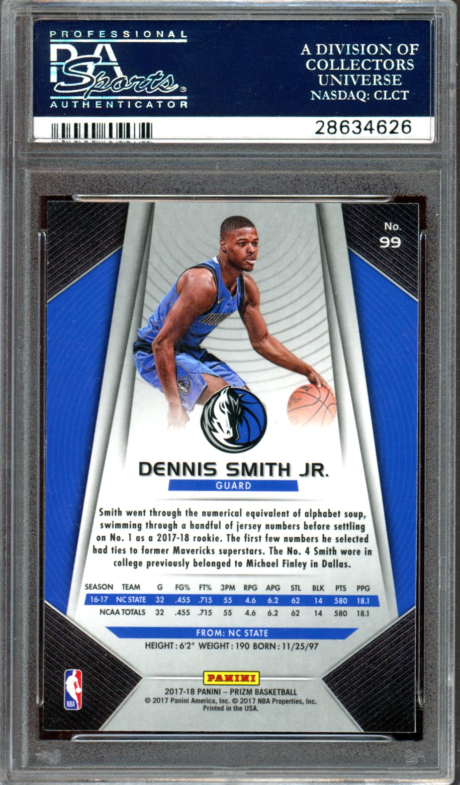 2017 Panini Prizm #99 Dennis Smith Jr. PSA 10