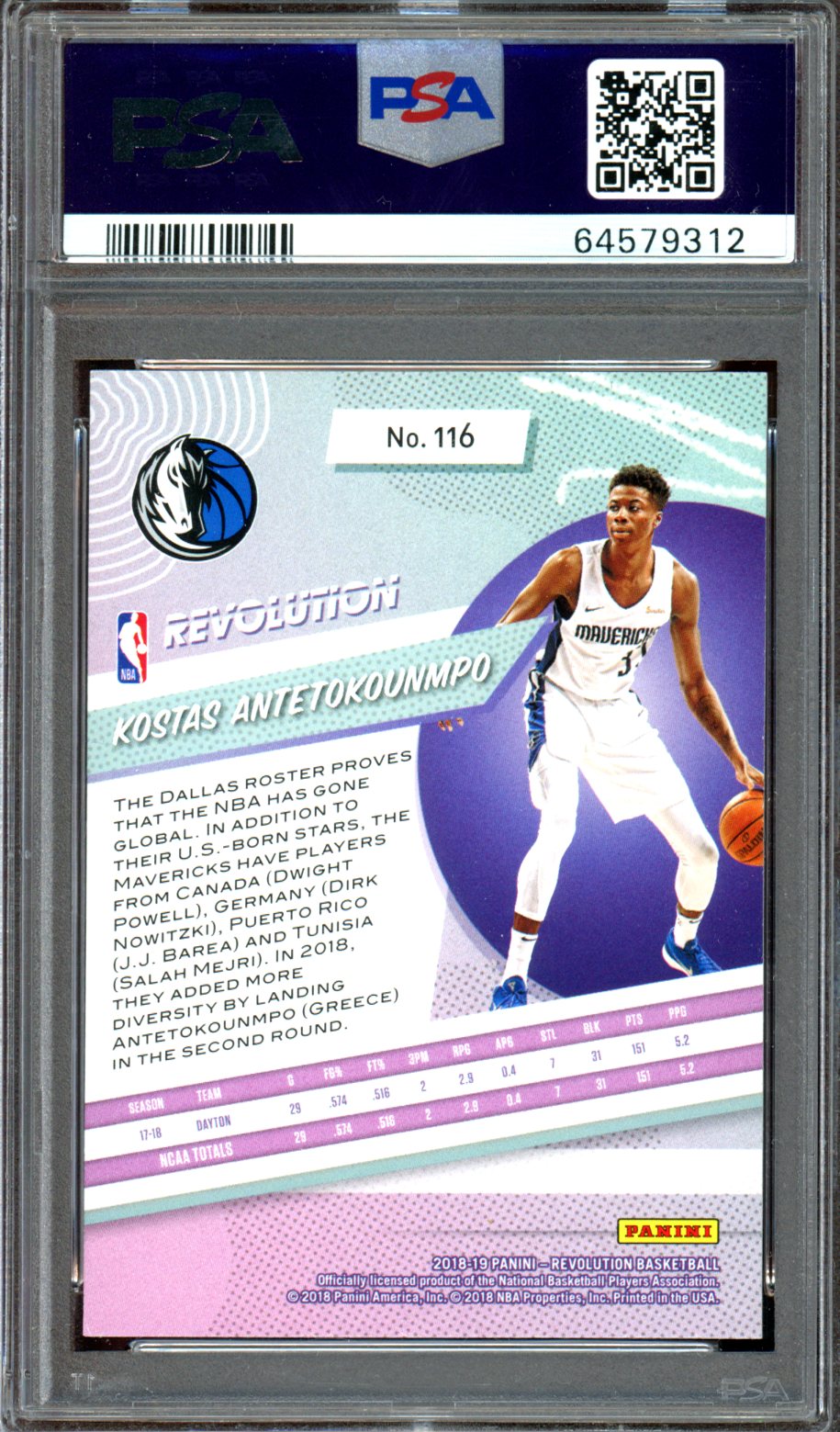 2018 Panini Revolution #116 K.Antetokounmpo PSA 10