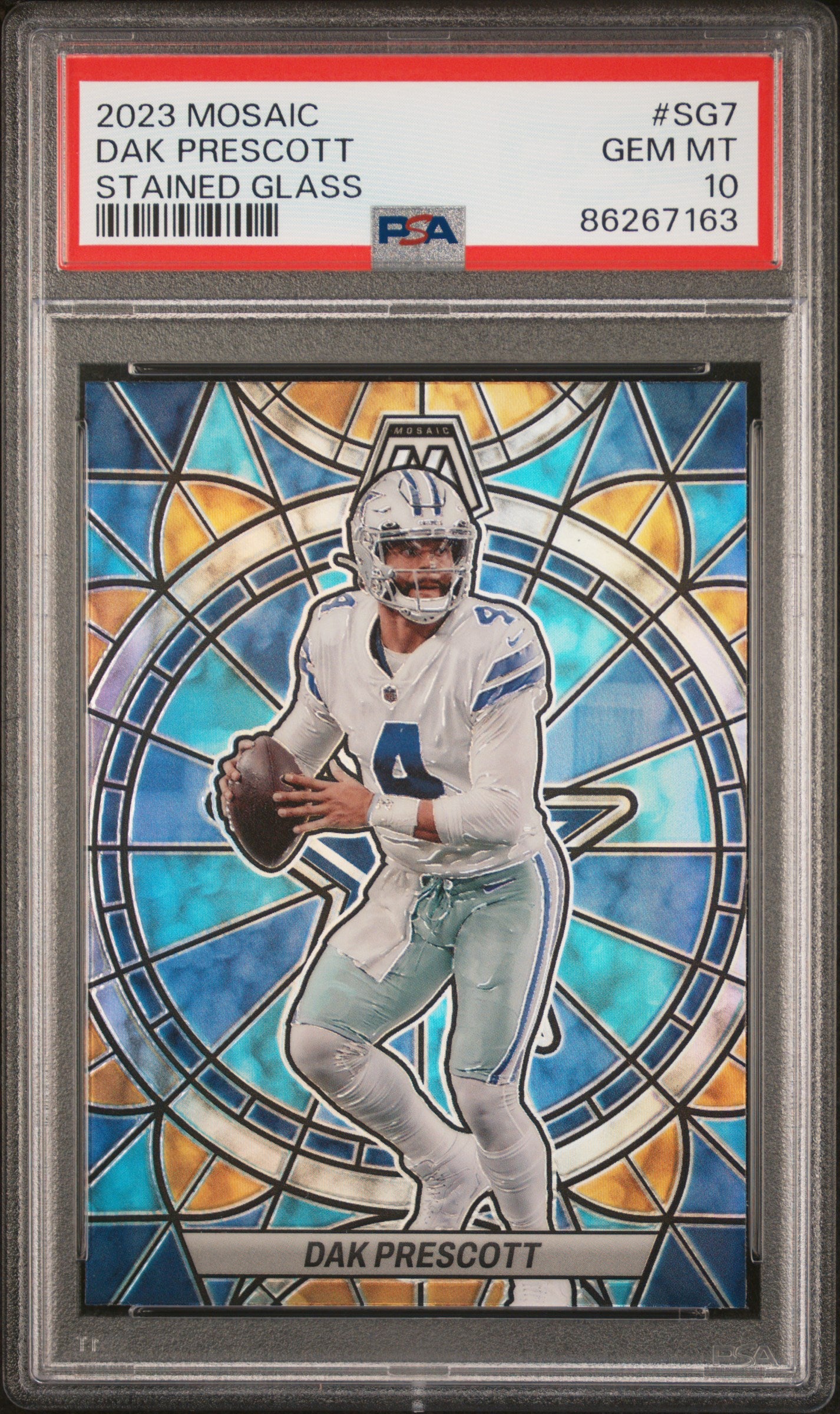 2023 Panini Mosaic #SG-7 Dak Prescott Stained Glass PSA 10