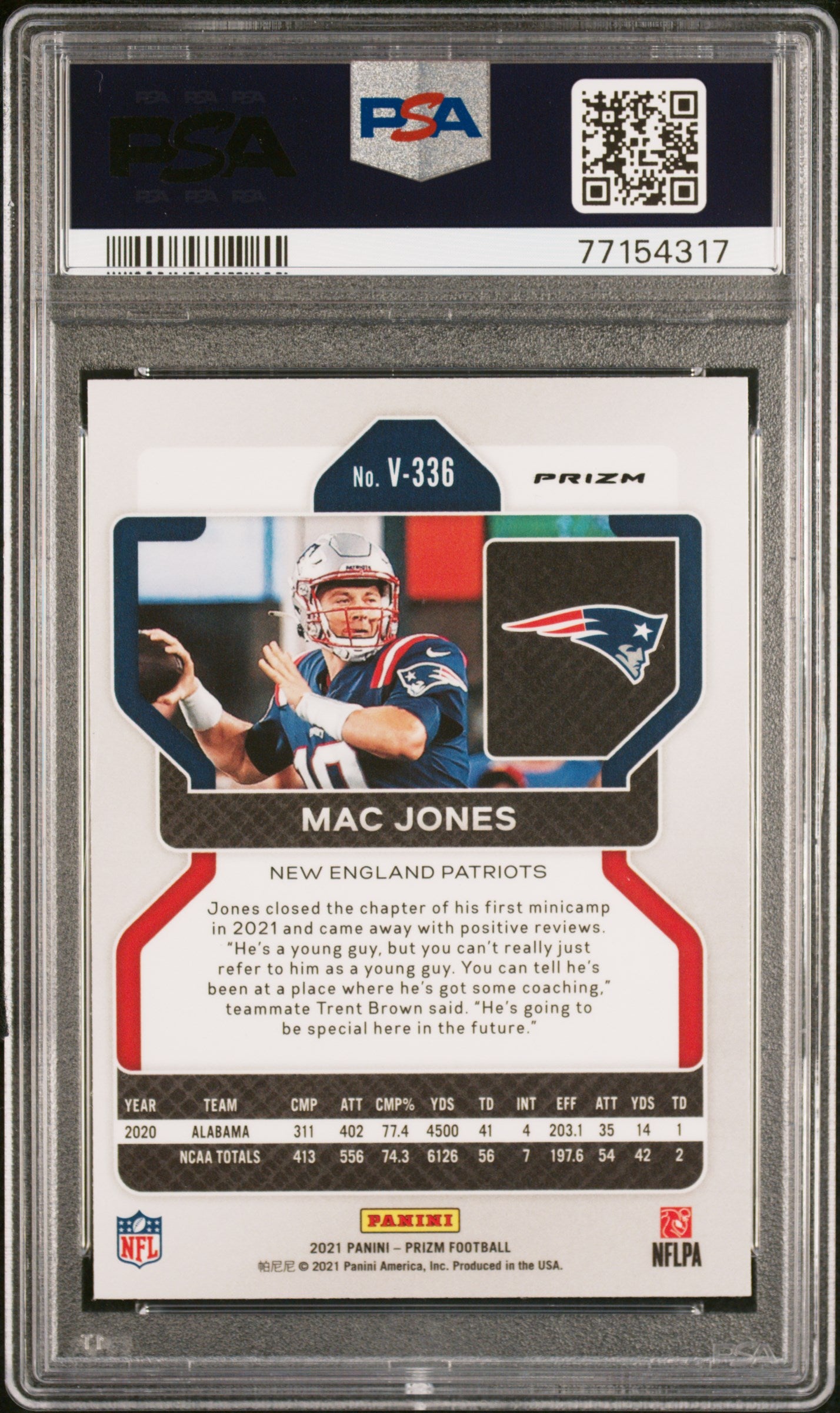 2021 Panini Prizm #V336 Mac Jones Variation-Silver Prizm PSA 9