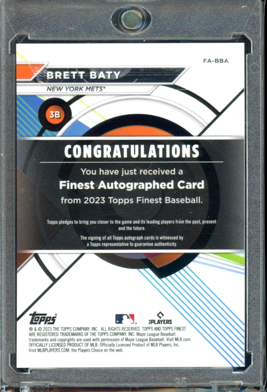 2023 Finest #FA-BBA Brett Baty Finest Rookie Refractor Autographs Auto Mets