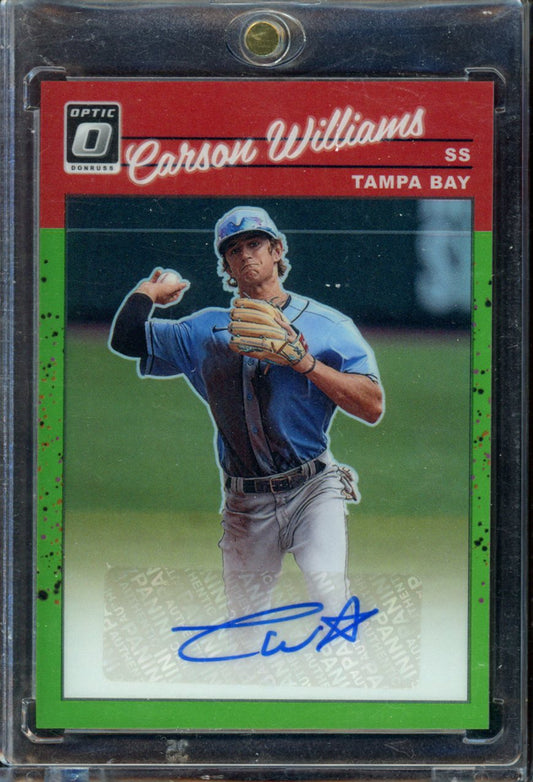 Carson Williams 2023 Donruss Optic Retro 1990 Auto /50 Lime Green