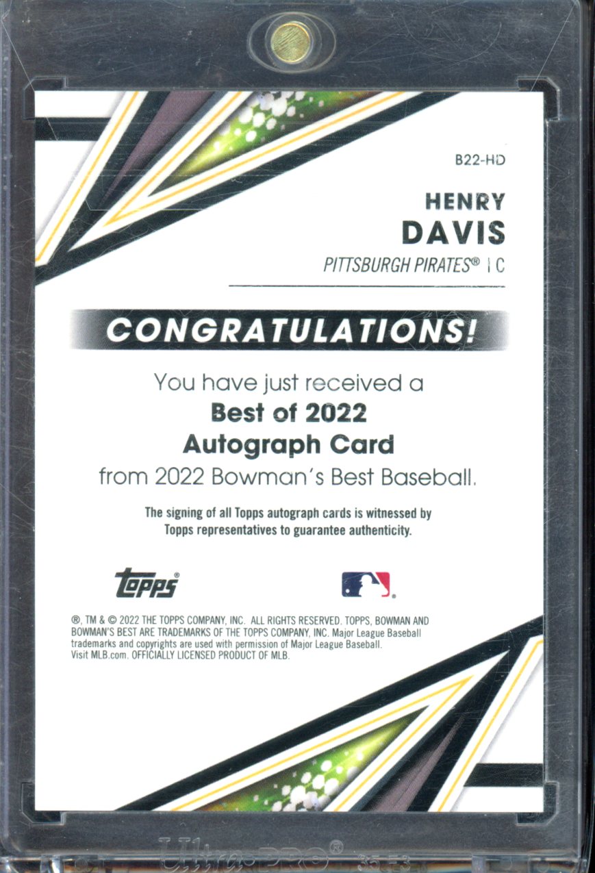 2022 Bowman's Best #B22-HD Henry Davis Autograph Gold Refractor #/50