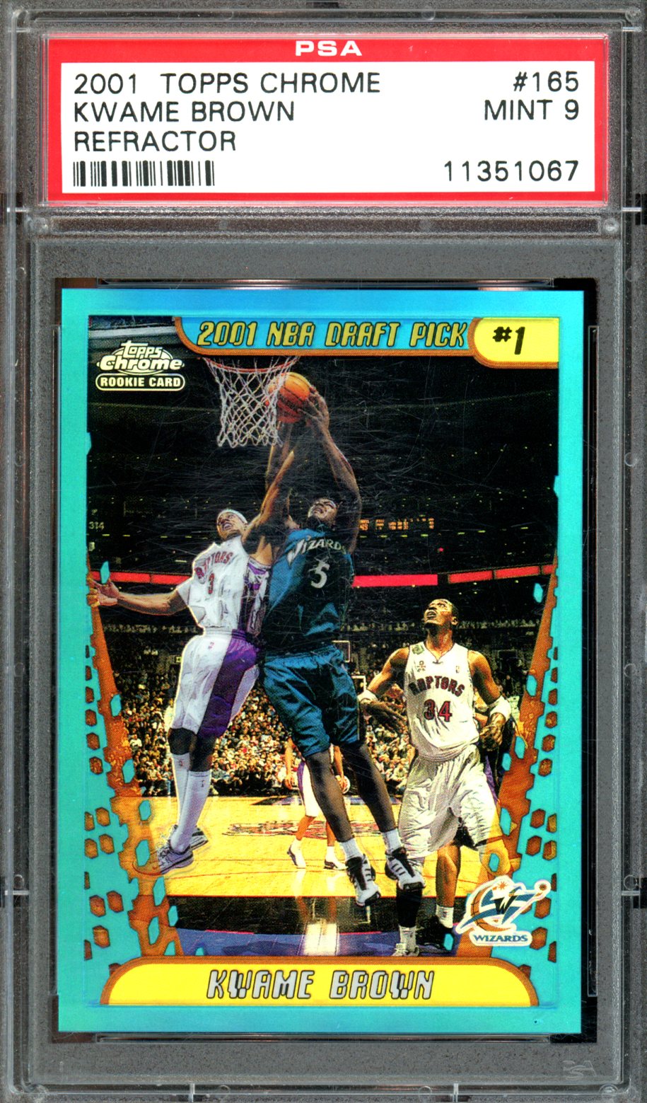 2001 Topps Chrome #165 Kwame Brown Refractor PSA 9