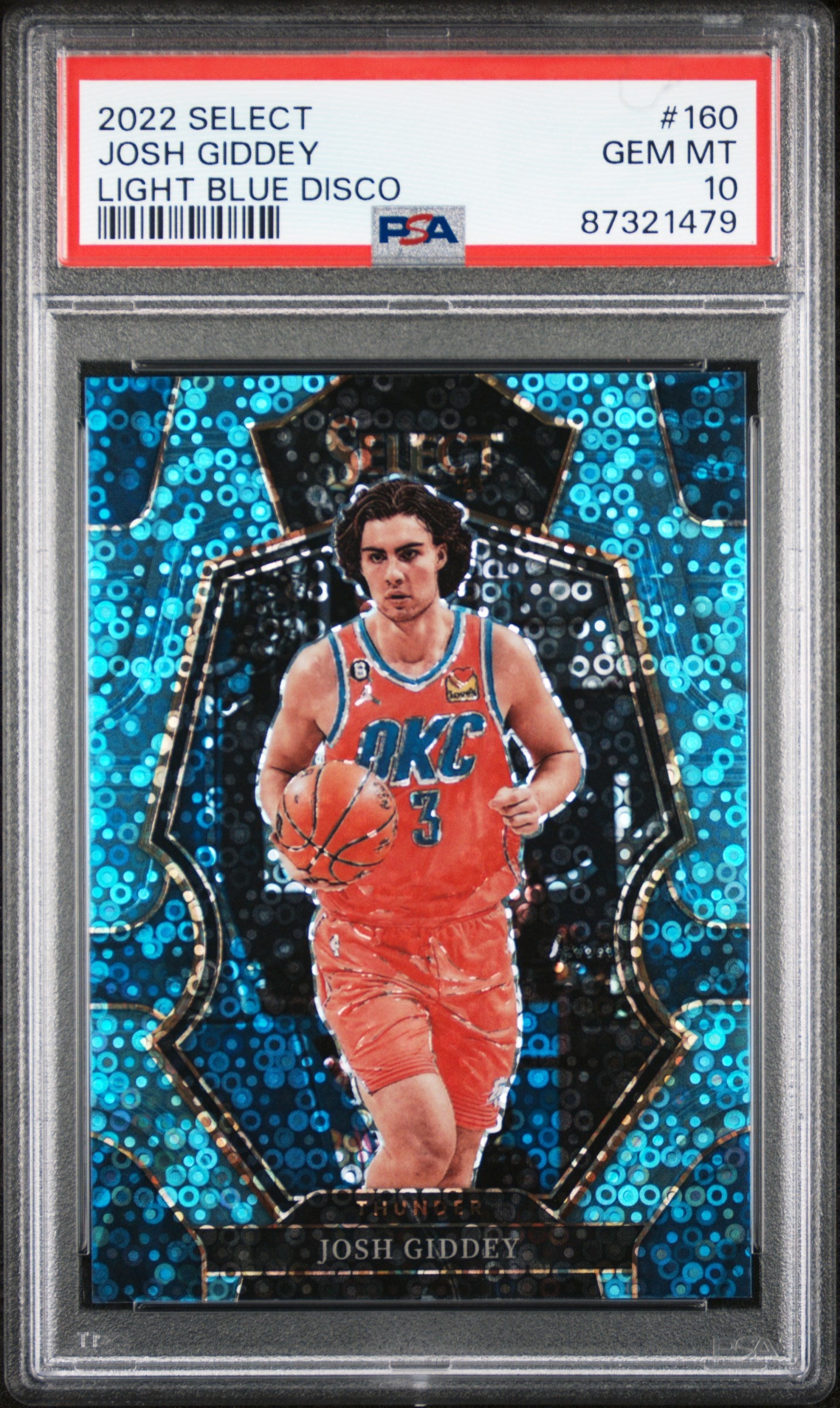 2022 Panini Select #160 Josh Giddey Light Blue Disco PSA 10