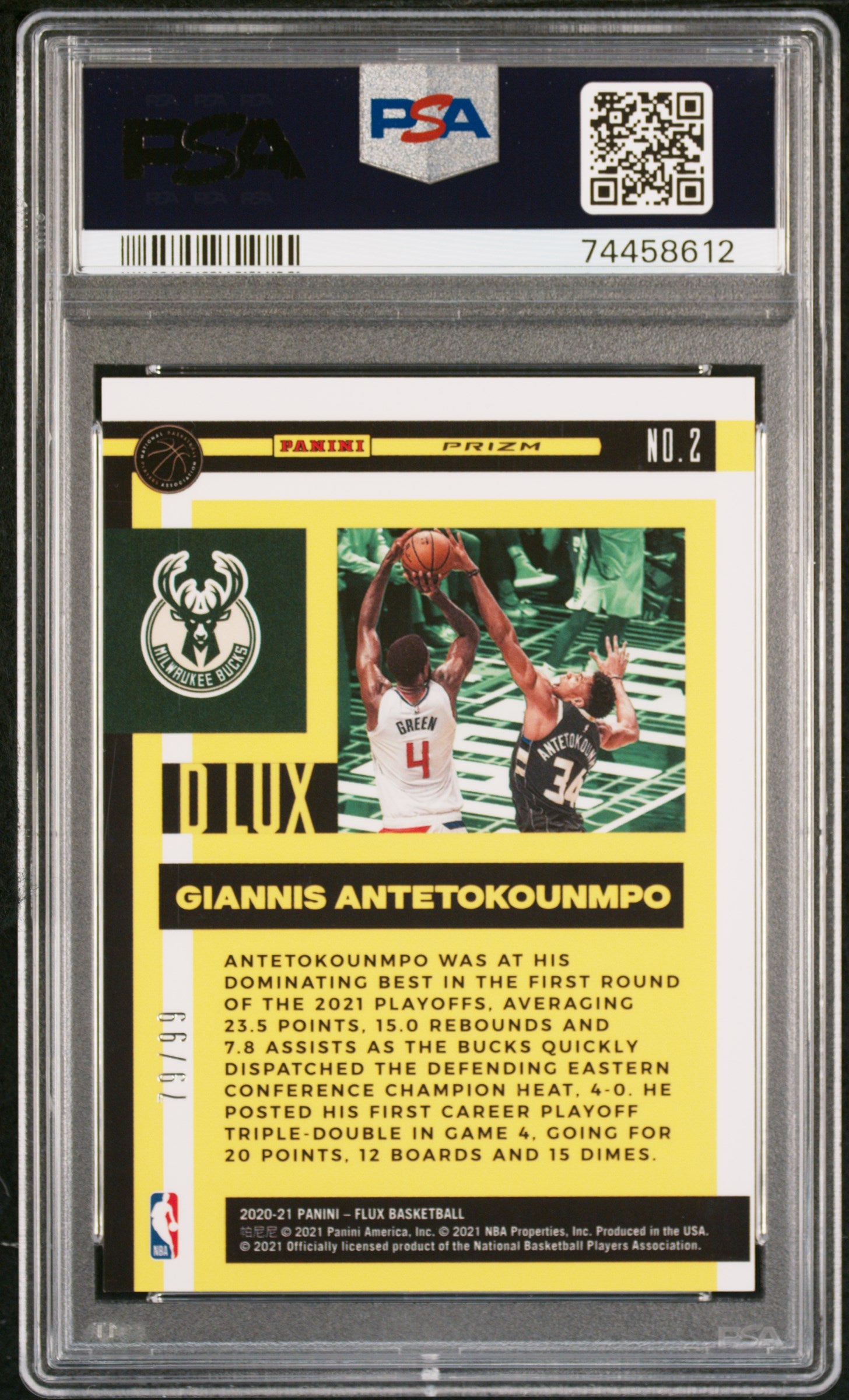 2020 Panini Flux D Lux #2 G.Antetokounmpo D Lux-Blue PSA 10