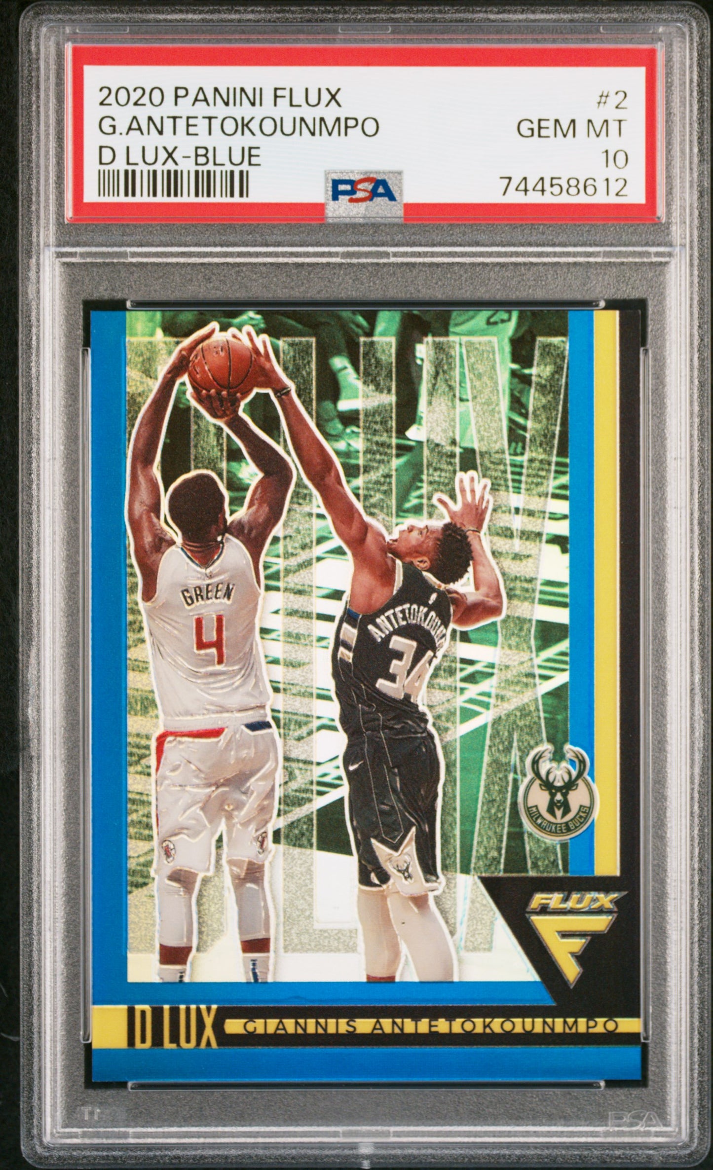 2020 Panini Flux D Lux #2 G.Antetokounmpo D Lux-Blue PSA 10