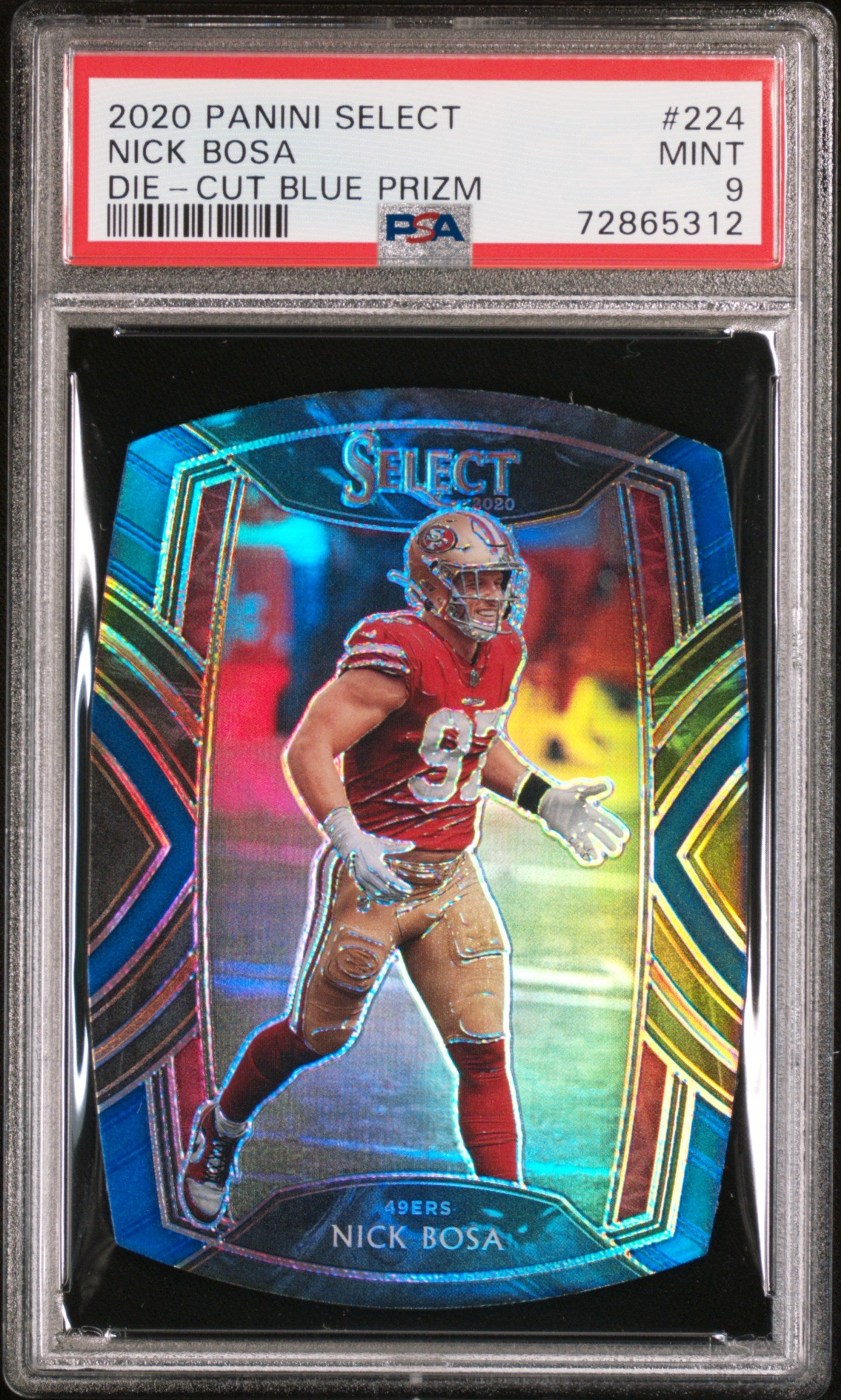 Nick Bosa 2020 Panini Select #224 Die-Cut Blue Prizm PSA 9