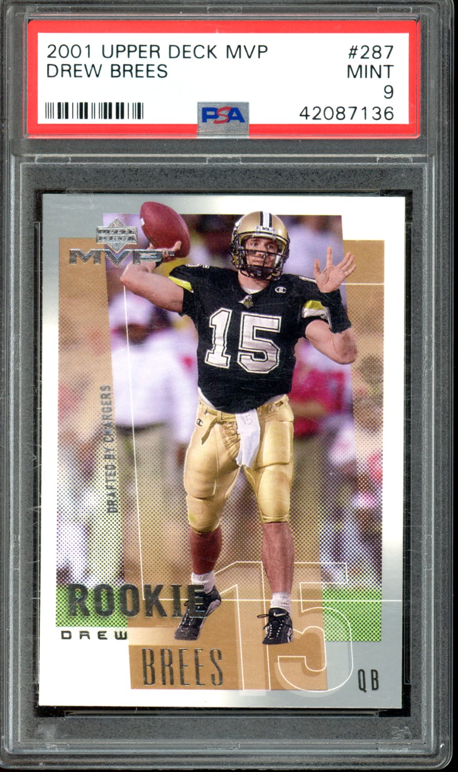 Drew Brees 2001 Upper Deck Mvp #287 PSA 9