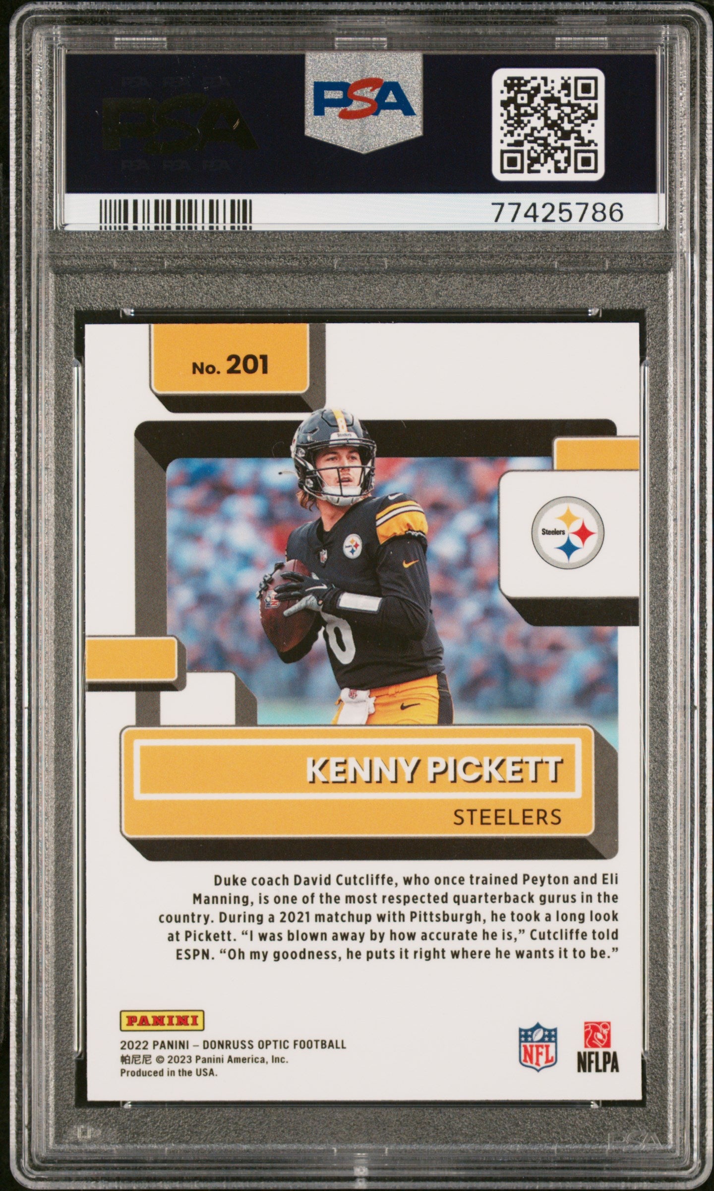 Kenny Pickett 2022 Panini Donruss Optic #201 PSA 9