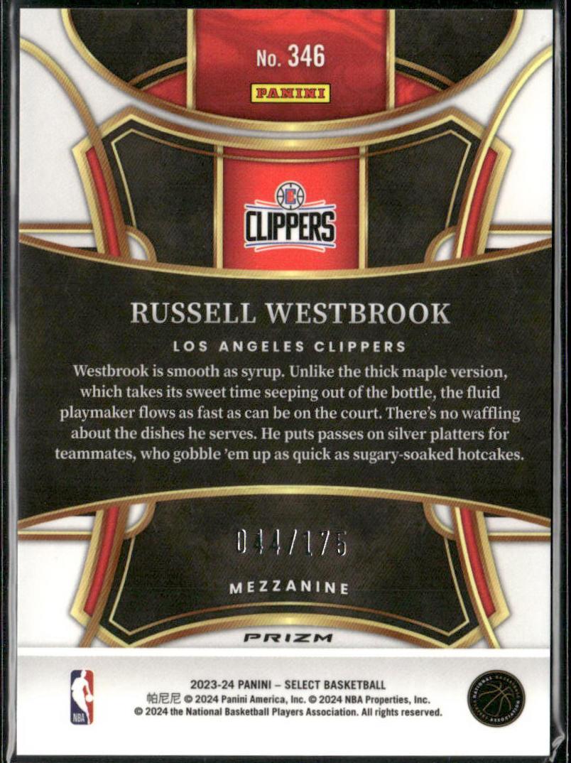 Russell Westbrook 2023-24 Panini Select #346 Maroon Prizms #/175