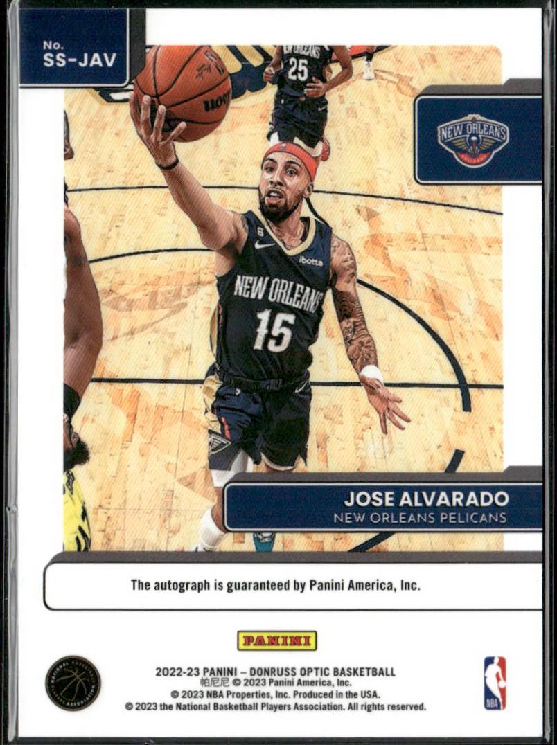 Jose Alvarado 2022-23 Donruss Optic #SS-JAV Signature Series