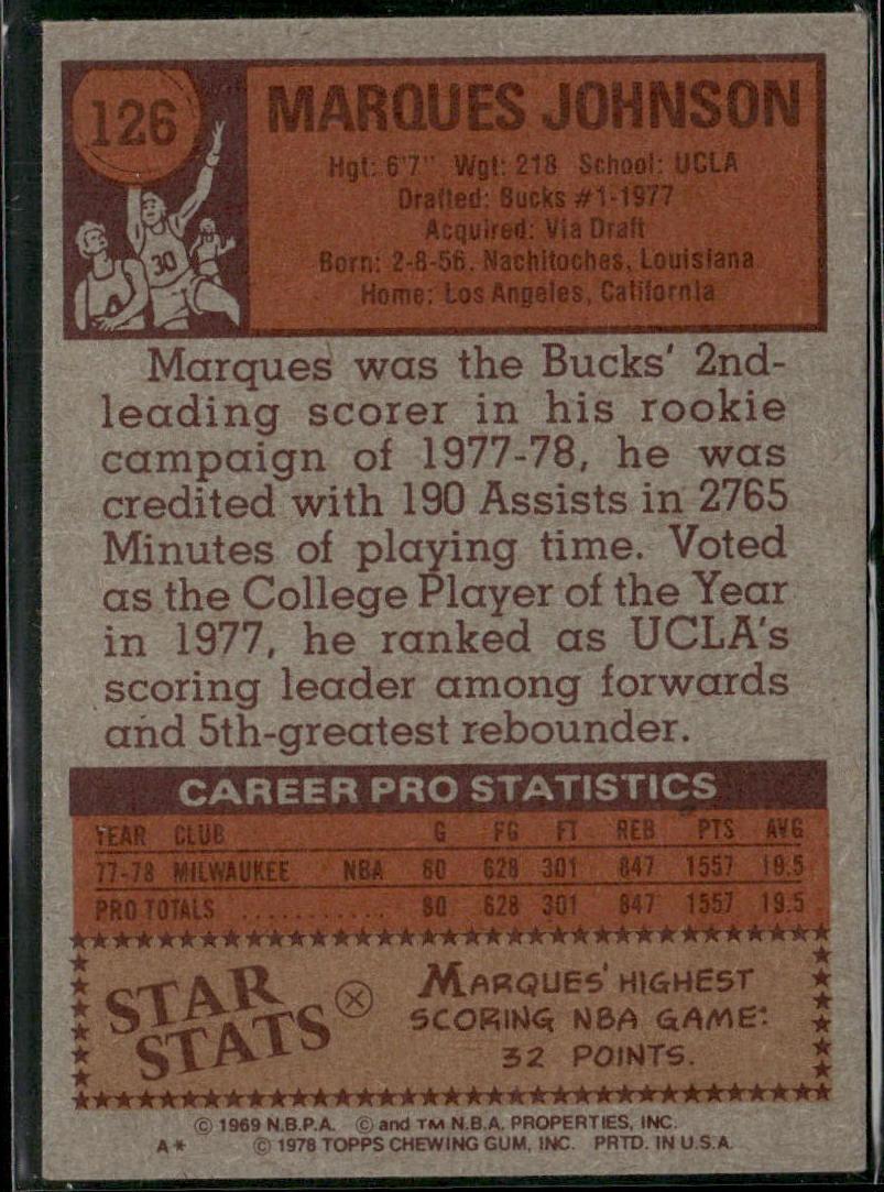 Marques Johnson 1978-79 Topps #126