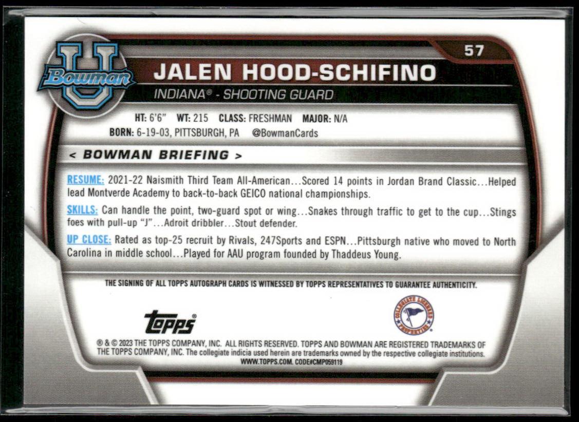 Jalen Hood-Schifino 2023 Bowman Chrome University 1st Auto Lakers