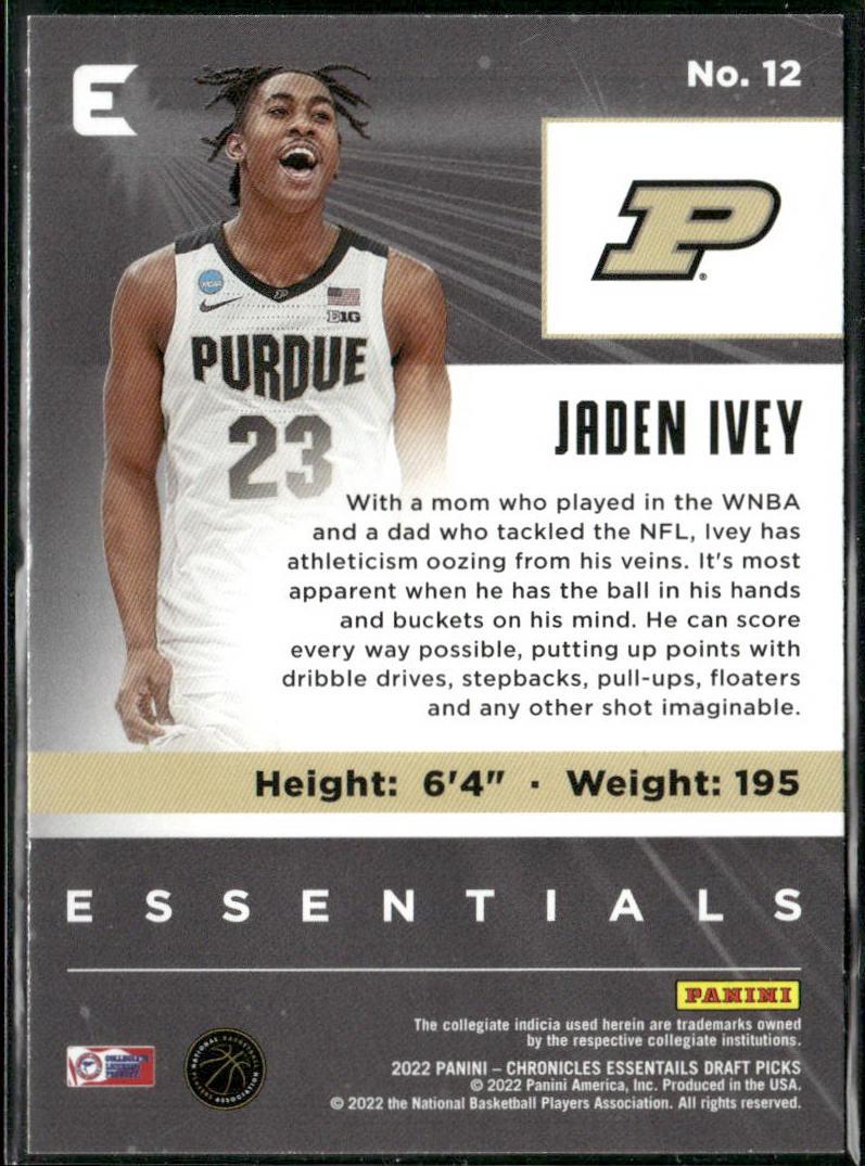 Jaden Ivey 2022 Panini Chronicles Draft Picks #12 Essentials