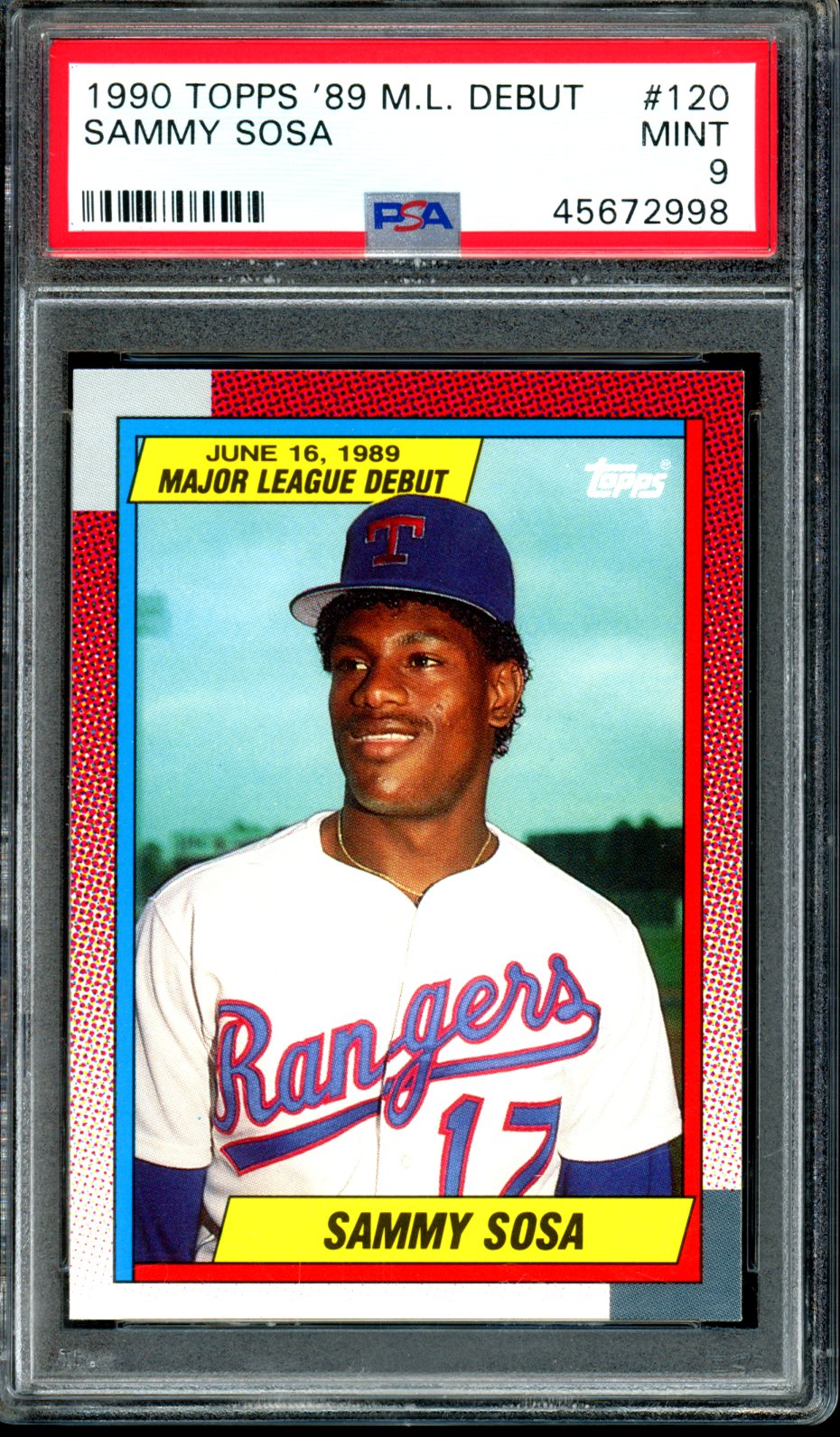 Sammy Sosa 1990 Topps '89 M.L. Debut #120 PSA 9