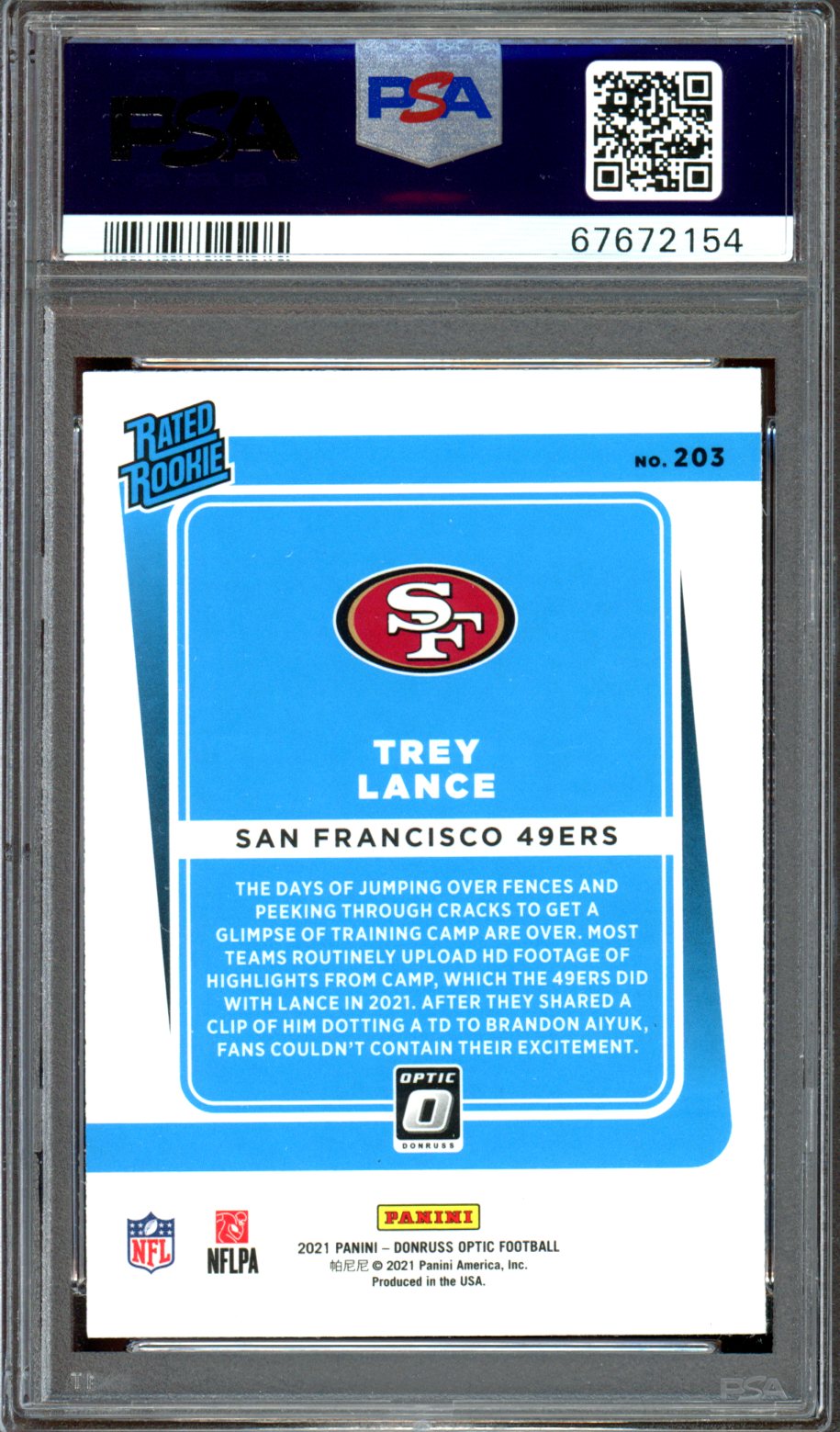 2021 Panini Donruss Optic #203 Trey Lance PSA 10